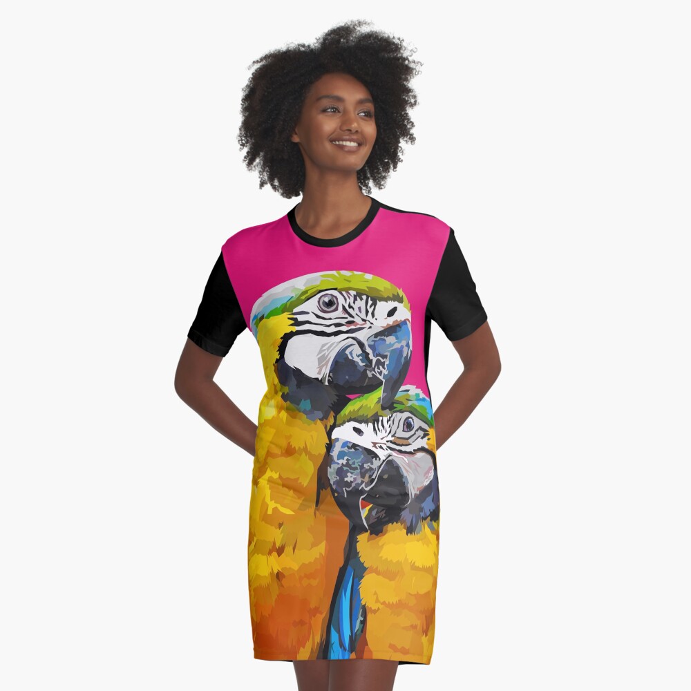 Two lovely parrots Graphic T-Shirt Dress