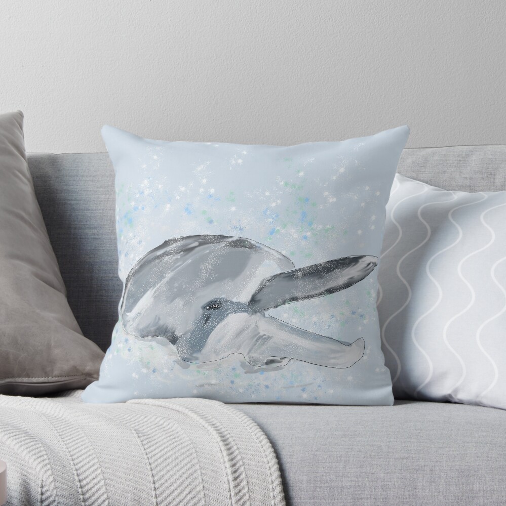 Joyful Splashing Dolphin Art/Painting Throw Pillow