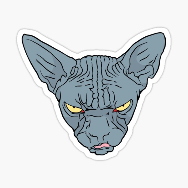 Angry Gray Sphynx Cat Meme Grumpy Sticker · Creative Fabrica