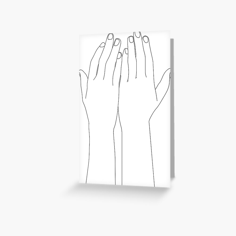 Line Drawing Hands Covering Face Greeting Card By Crook Factory Redbubble