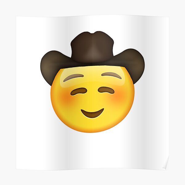 "Blushing Cowboy Emoji" Poster by MackConn Redbubble