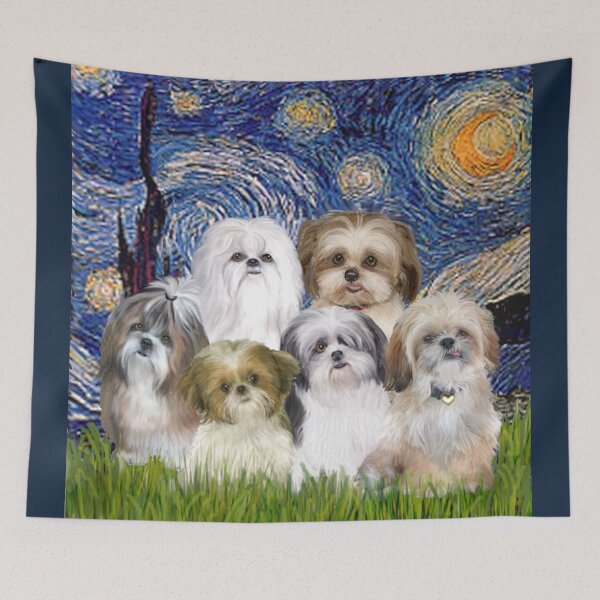 Item preview, Starry Night - Six Shih Tzus designed and sold by JeanBFitzgerald.