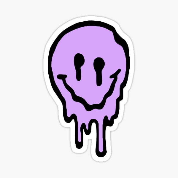 purple dripping smiley Sticker