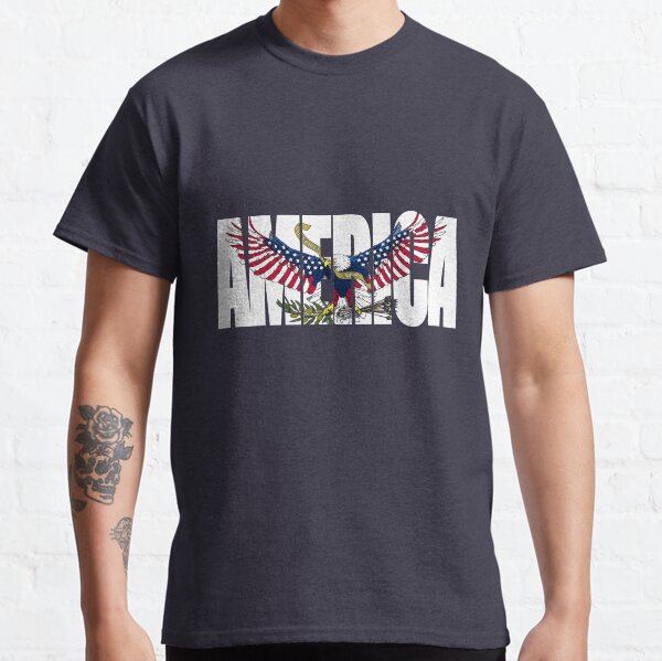 090-917 America with an American Flag Eagle-dark background Classic T-Shirt