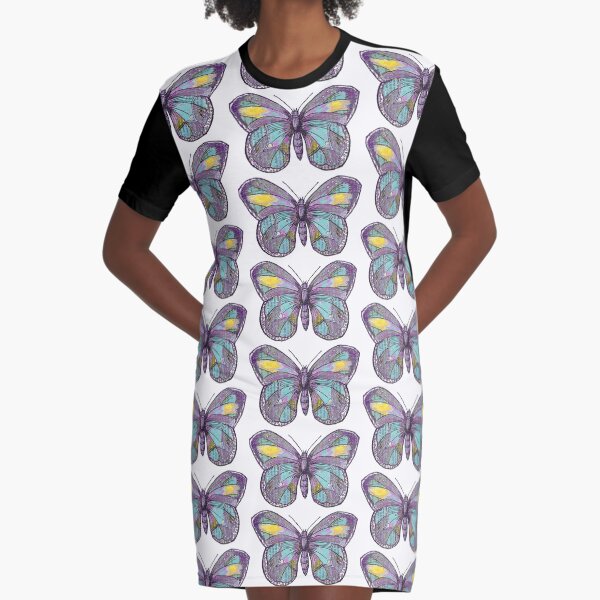 Vintage Butterfly Graphic T-Shirt Dress
