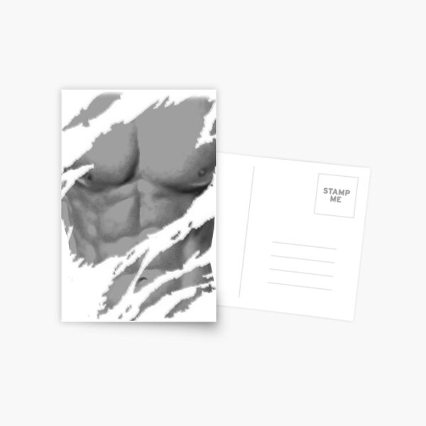 Abs Six Pack Man Scratched Postcard