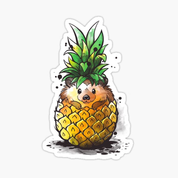 Item preview, Pineapple hedgehog tropical watercolor designed and sold by NemiMakeit.