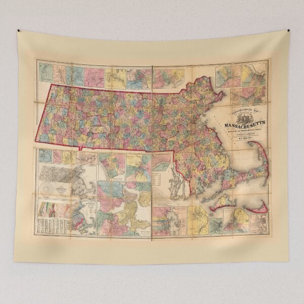 Item preview, Topographical Map of the State of Massachusetts (1861) designed and sold by allhistory.