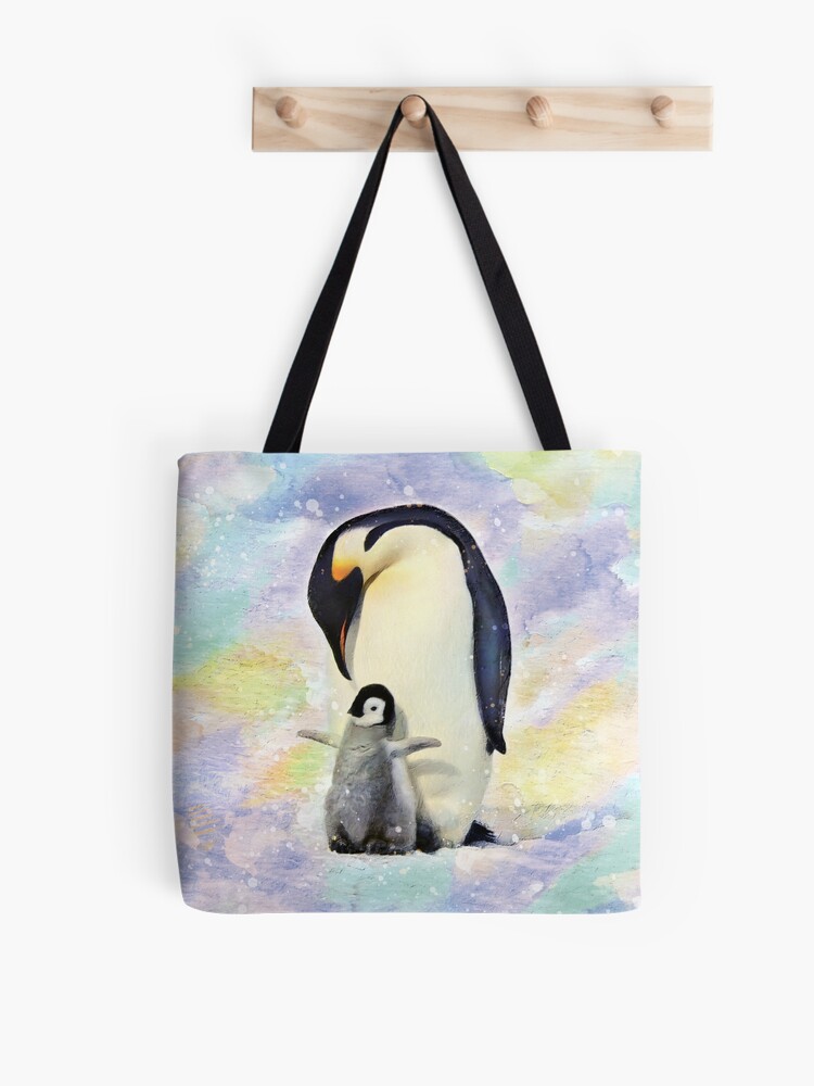 Tote Bag Pingouin Avec Bebe Poussin Par Ironydesigns Redbubble