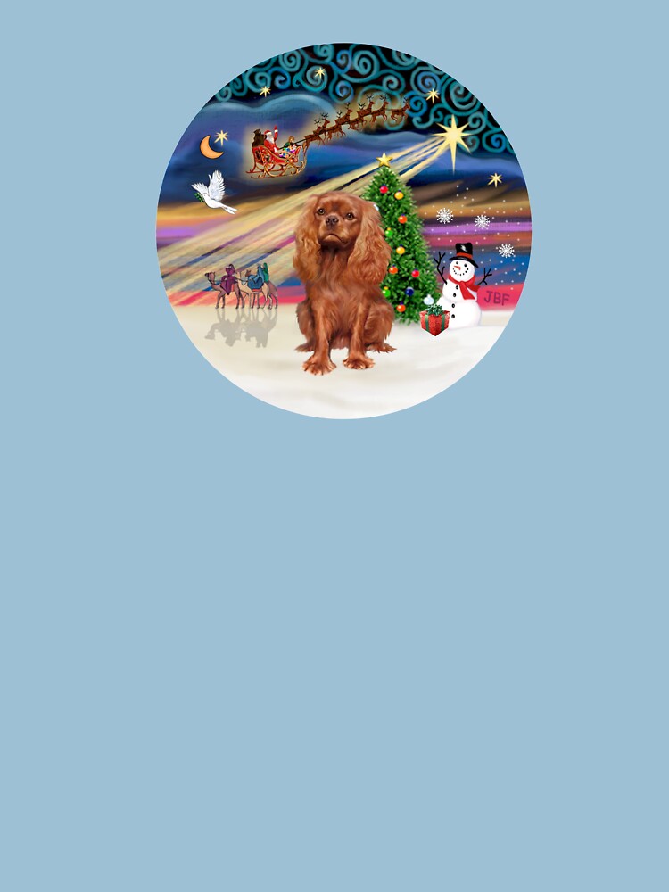 Christmas Magic with a Cavalier King Charles Spaniel (ruby) by JeanBFitzgerald