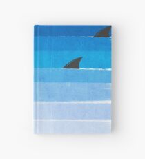 Cuaderno de tapa dura Tiburones - tiburón semana moda blanco y negro modelo de niños mínimo impresión ombre océano azul surf