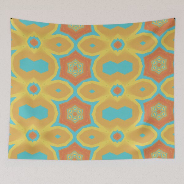 Item preview, Cálido amarillo y naranja sobre azul (patrón abstracto sin fisuras 2 de 12) designed and sold by kritwanblue.
