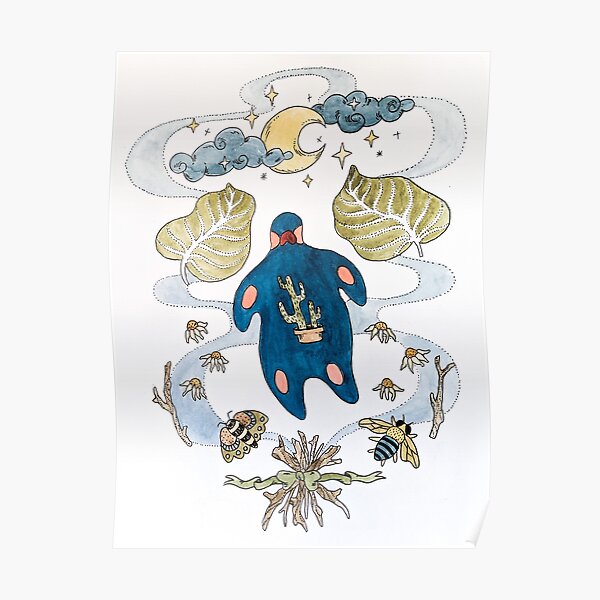 Big leaves at night with a bundle of twigs. Poster