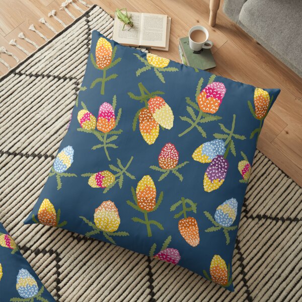 Funky colourful banksias Floor Pillow