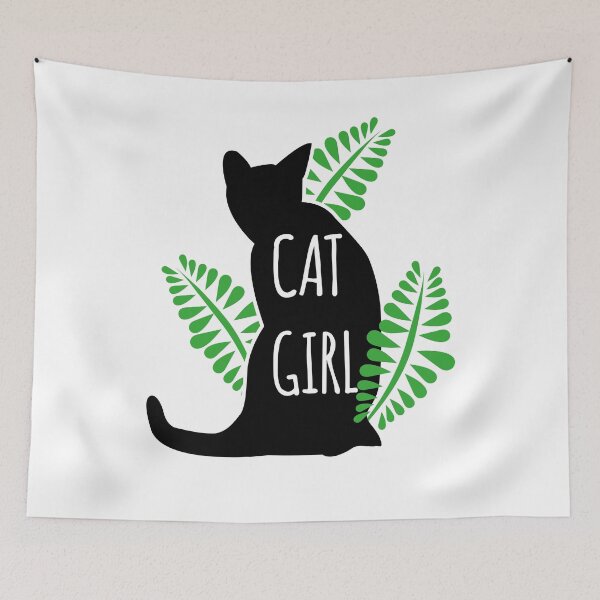 Item preview, Cat woman with cat silhouette and green leaves designed and sold by Fotogreasy.