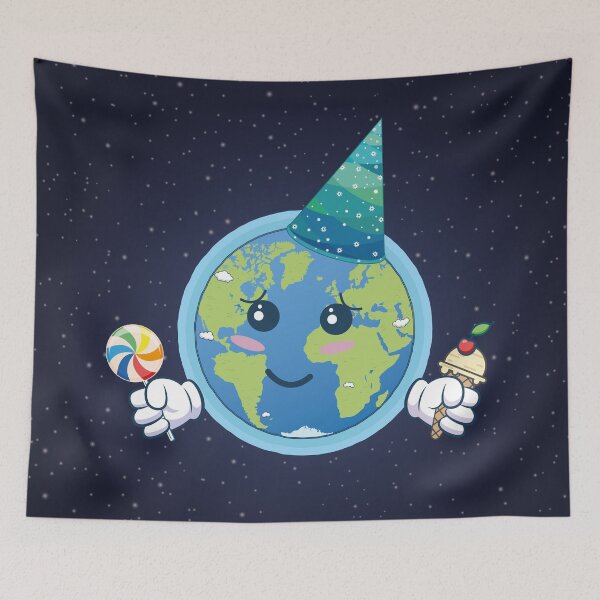 Item preview, Planet Earth celebrates birthday holding a lollipop and an ice cream designed and sold by hitpointer.