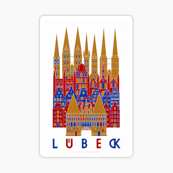 Luebeck Germany Vintage Travel Poster Restored Sticker