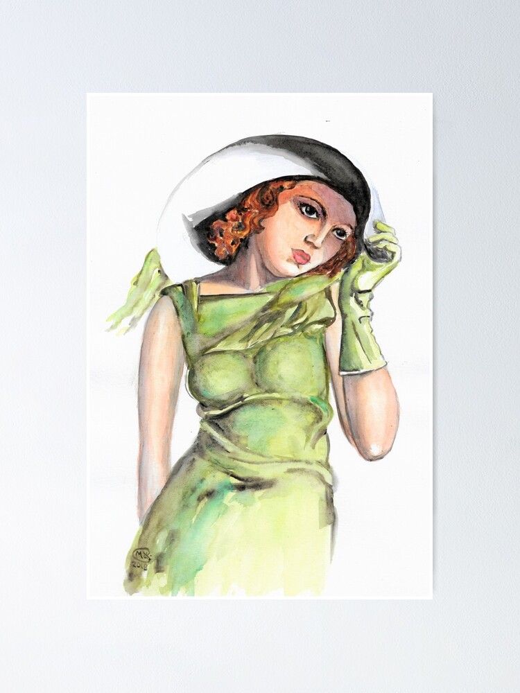 Art Deco Lady in Green Dress" Poster for Sale by Marjansart | Redbubble