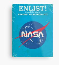 Melden Sie sich an, um Astronaut zu werden! Weinlese-NASA-Plakat Metalldruck