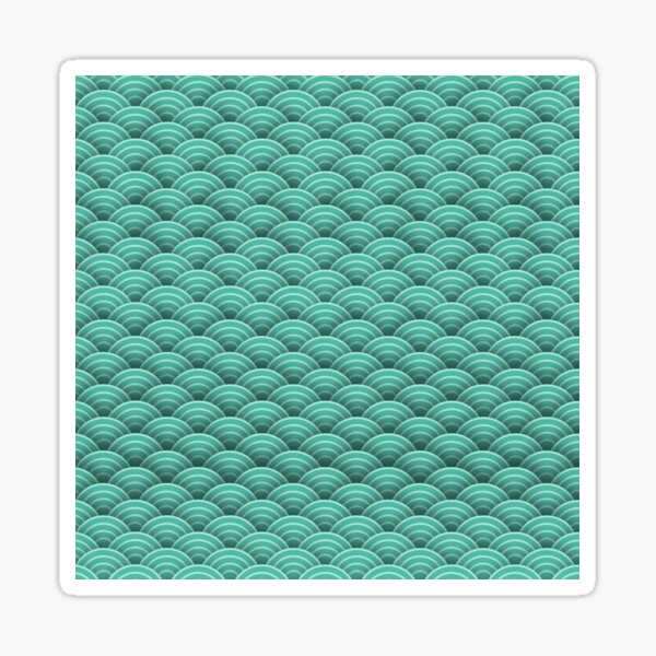 Japanese green Art Deco waves Sticker