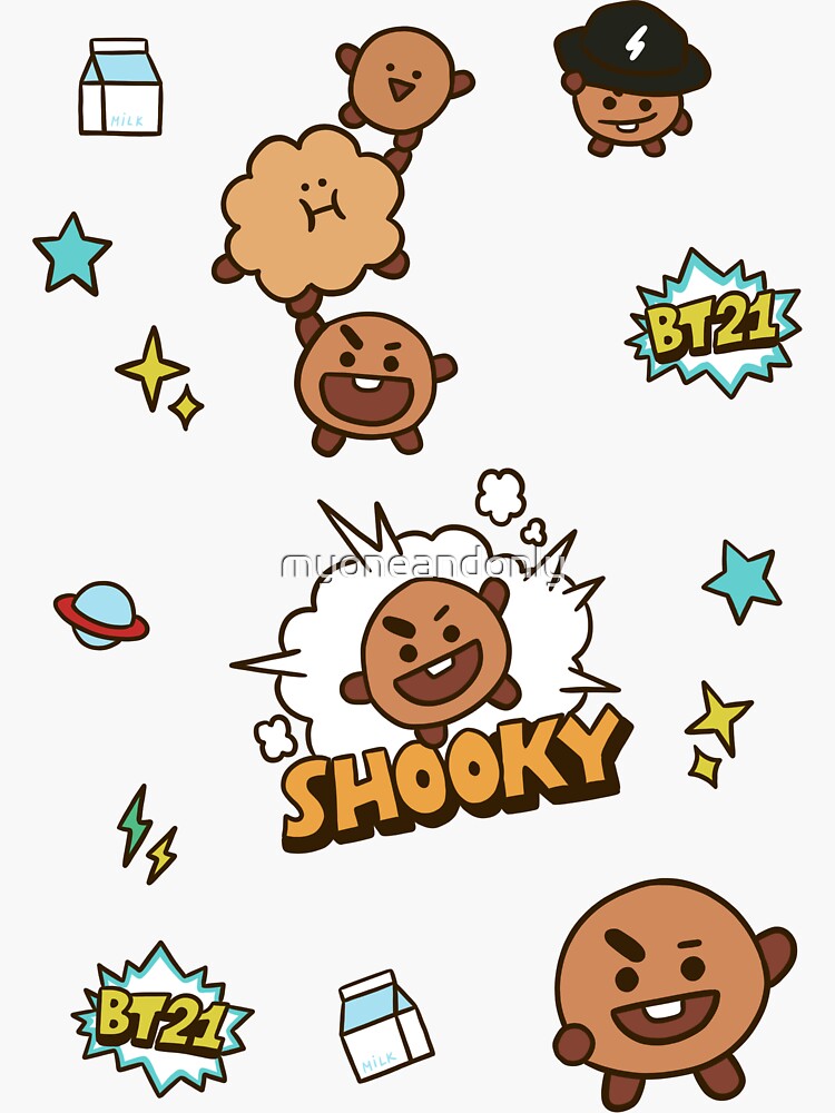 Shooky Bt21 Design Stickers Sticker For Sale By Myoneandonly Redbubble