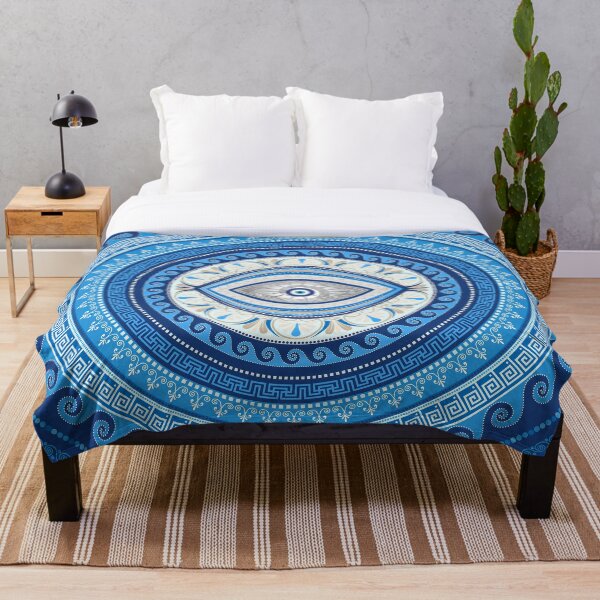 Greek Mati Mataki - Greek Evil Eye ornament Throw Blanket