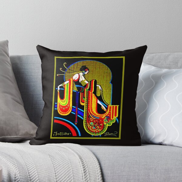 FLAPPER : Vintage 1920 Art Deco Beautiful Print Throw Pillow