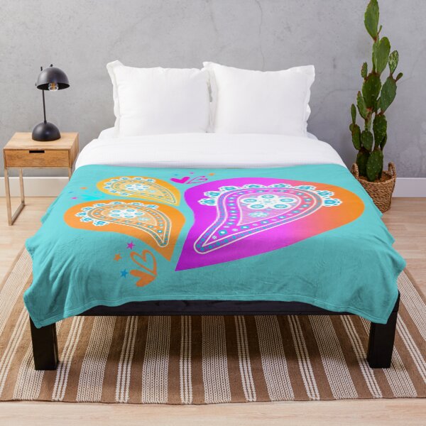 Artikelvorschau, Hübsches niedliches Paisley-Muster mit Herzen und Sternen in Orange, in Rosa und in Blauem entworfen und verkauft von innerspectrum.