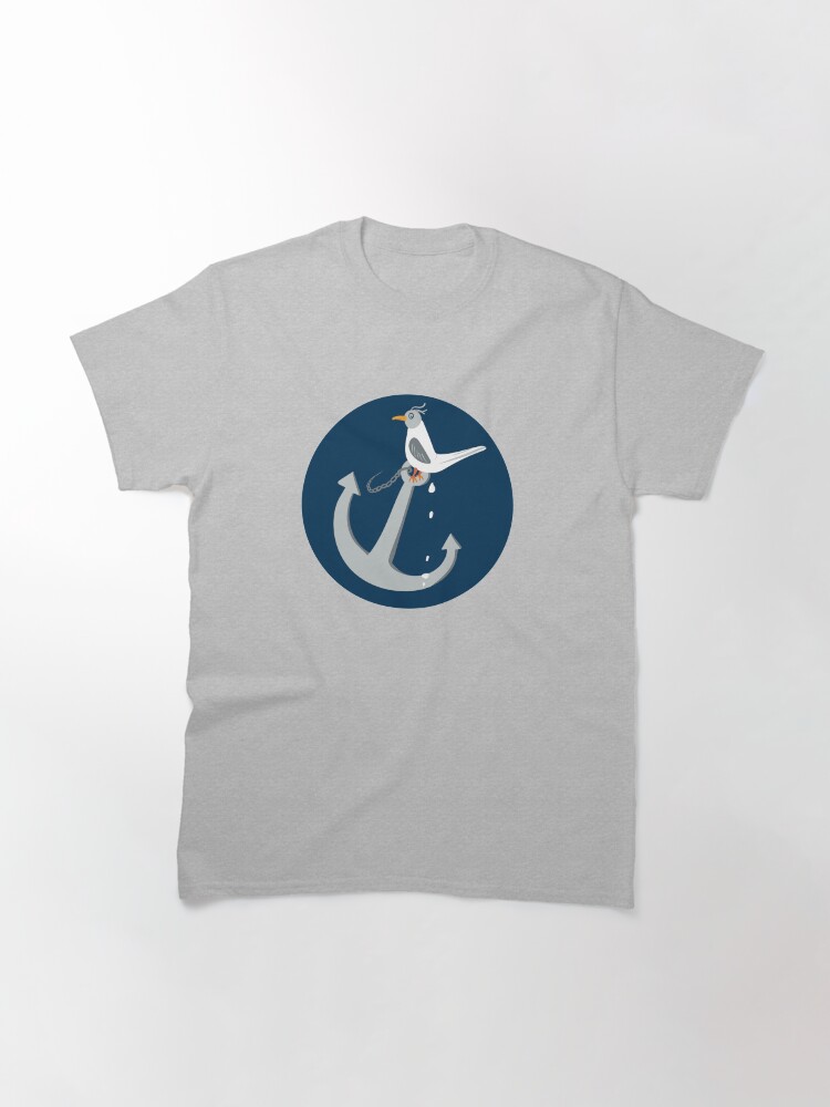 Alternate view of Funny seagull taking a poop on anchor Classic T-Shirt