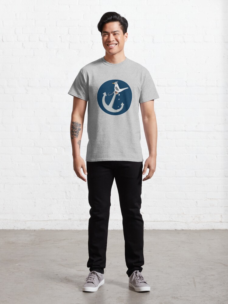 Alternate view of Funny seagull taking a poop on anchor Classic T-Shirt