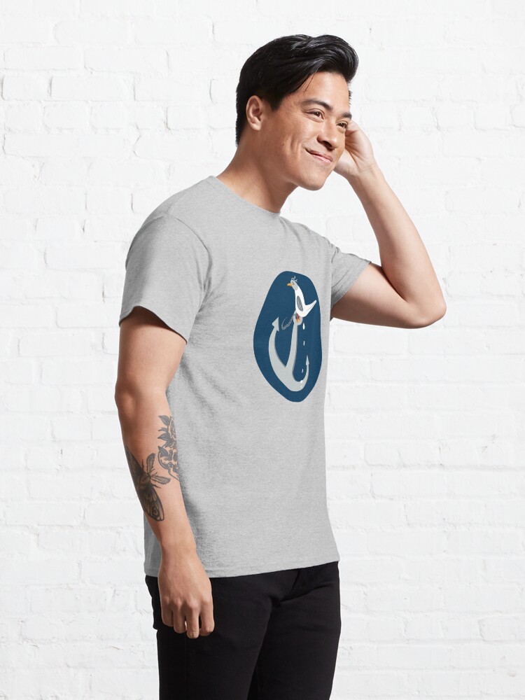 Alternate view of Funny seagull taking a poop on anchor Classic T-Shirt