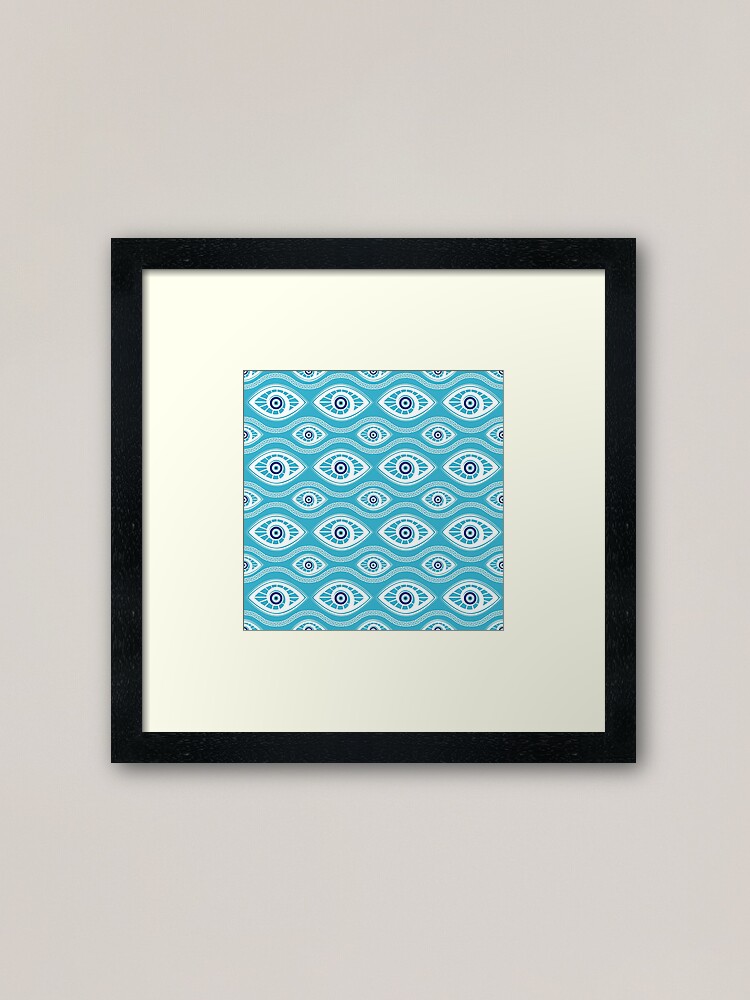 "Greek Mati Mataki Matiasma Evil Eye Pattern 5" Framed Art Print by
