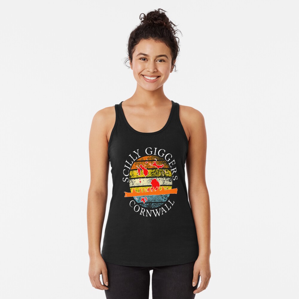 Discover Isles of Scilly Funny Gig Racer design Scilly Giggers! Racerback Tank Top