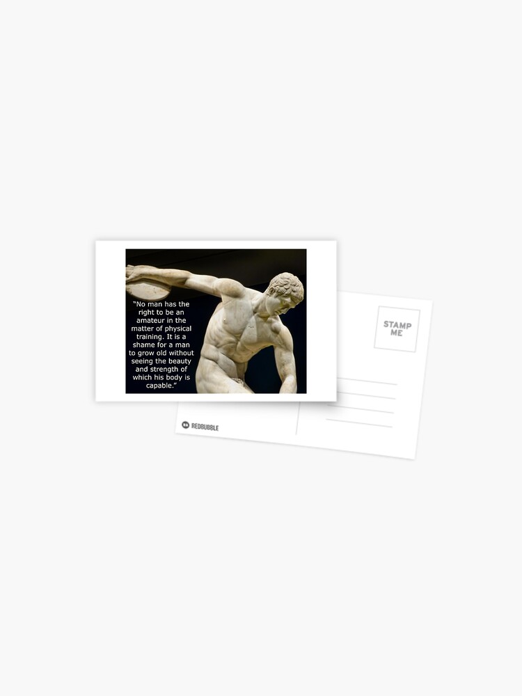 Carte Postale Citation Socrates Sur La Condition Physique Par Oddmandesigns Redbubble