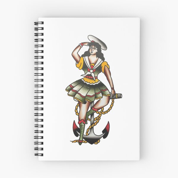 Item preview, Traditional Sailor Girl on Anchor Tattoo Design designed and sold by FOREVER TRUE TATTOO.