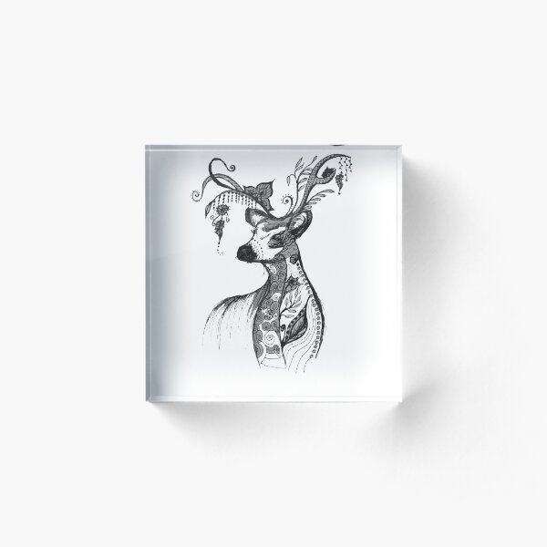 The illustration "Deer in the style of Boho" (variant 7) Acrylic Block