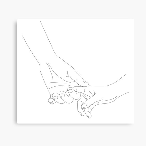 Impression Sur Toile Dessin Au Trait Deux Mains Qui Se Tiennent Par Crook Factory Redbubble