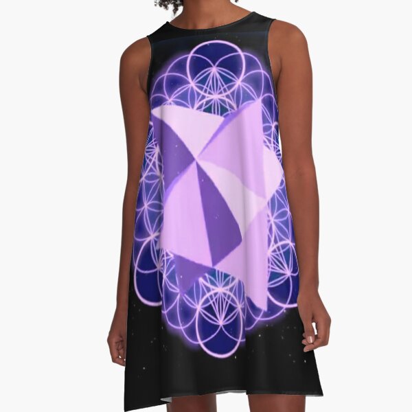 Flower of Life Human - symbol, illustration, design, crystal, jewelry, internet, shape, vector, sign, flag, vertical, sphere, 360-degree view, wide, gemstone, circle, shiny, precious gem, the media A-Line Dress