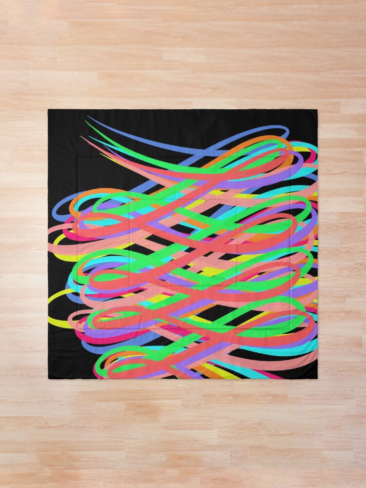 Alternate view of Neon Swirls - 80s Style - Graduation Gift Idea Comforter