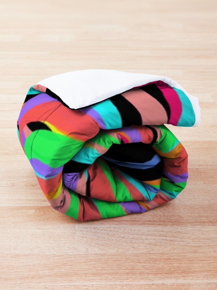 Alternate view of Neon Swirls - 80s Style - Graduation Gift Idea Comforter