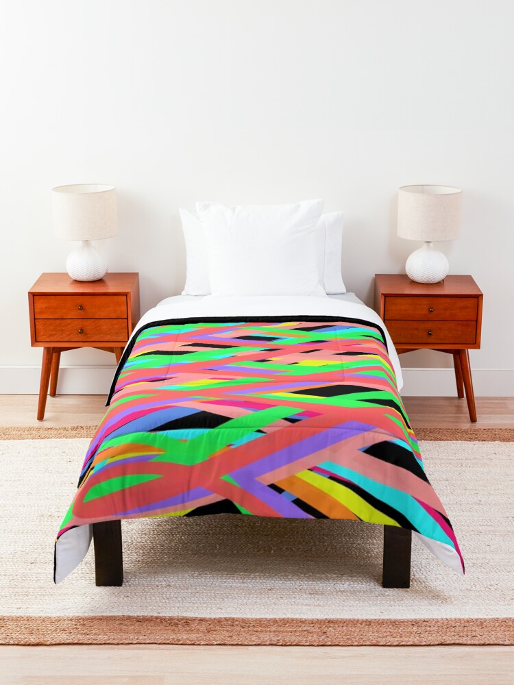 Alternate view of Neon Swirls - 80s Style - Graduation Gift Idea Comforter