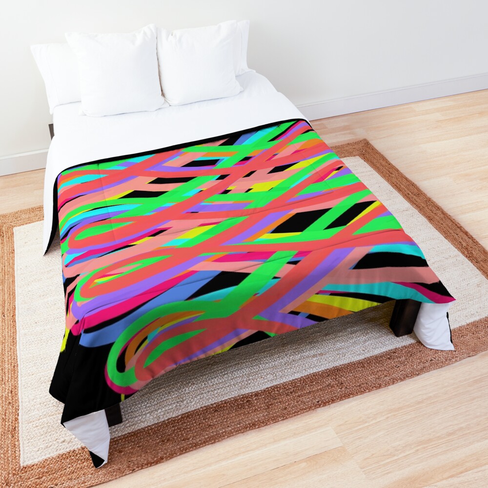 Neon Swirls - 80s Style - Graduation Gift Idea Comforter