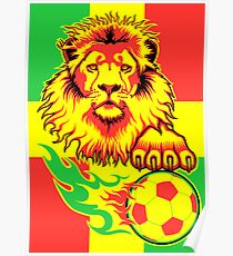 African Soccer Lion Poster Poster