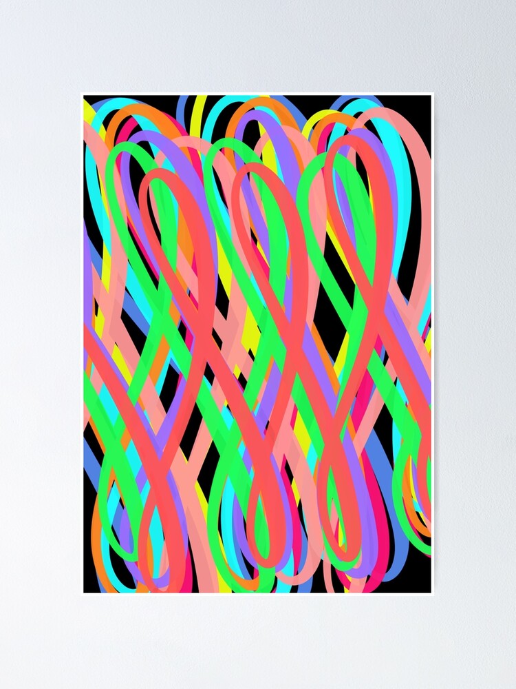 Thumbnail 1 of 3, Poster, Neon Swirls - 80s Style - Graduation Gift Idea designed and sold by OneDayArt.