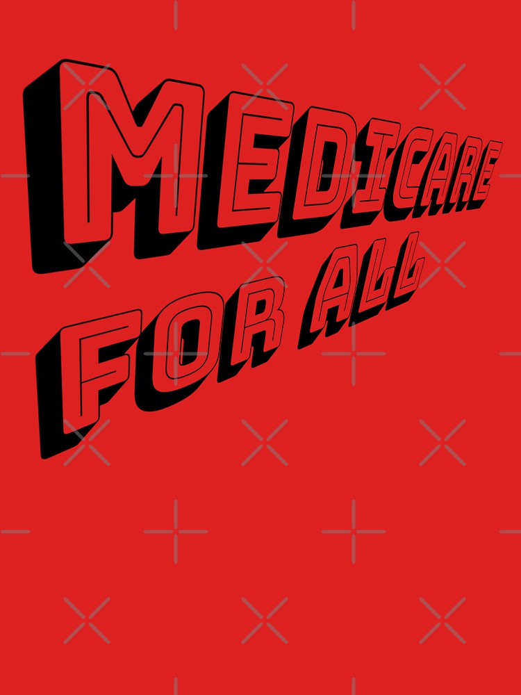 Thumbnail 7 of 7, Essential T-Shirt, MEDICARE FOR ALL is Comin' Atcha - Perspective 2 (Black Text) designed and sold by William Pate.