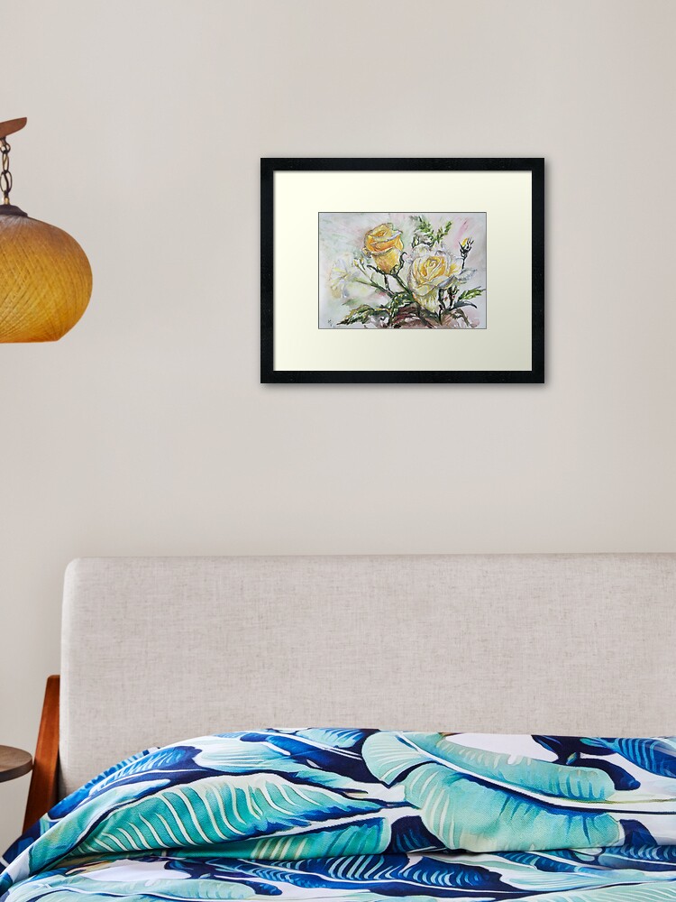 Thumbnail 2 of 7, Framed Art Print, Yellow Roses designed and sold by Anthropolog.