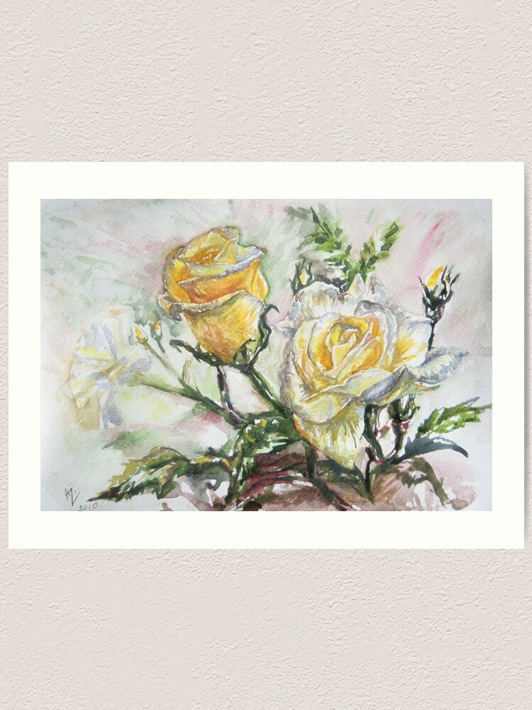Thumbnail 1 of 3, Art Print, Yellow Roses designed and sold by Anthropolog.