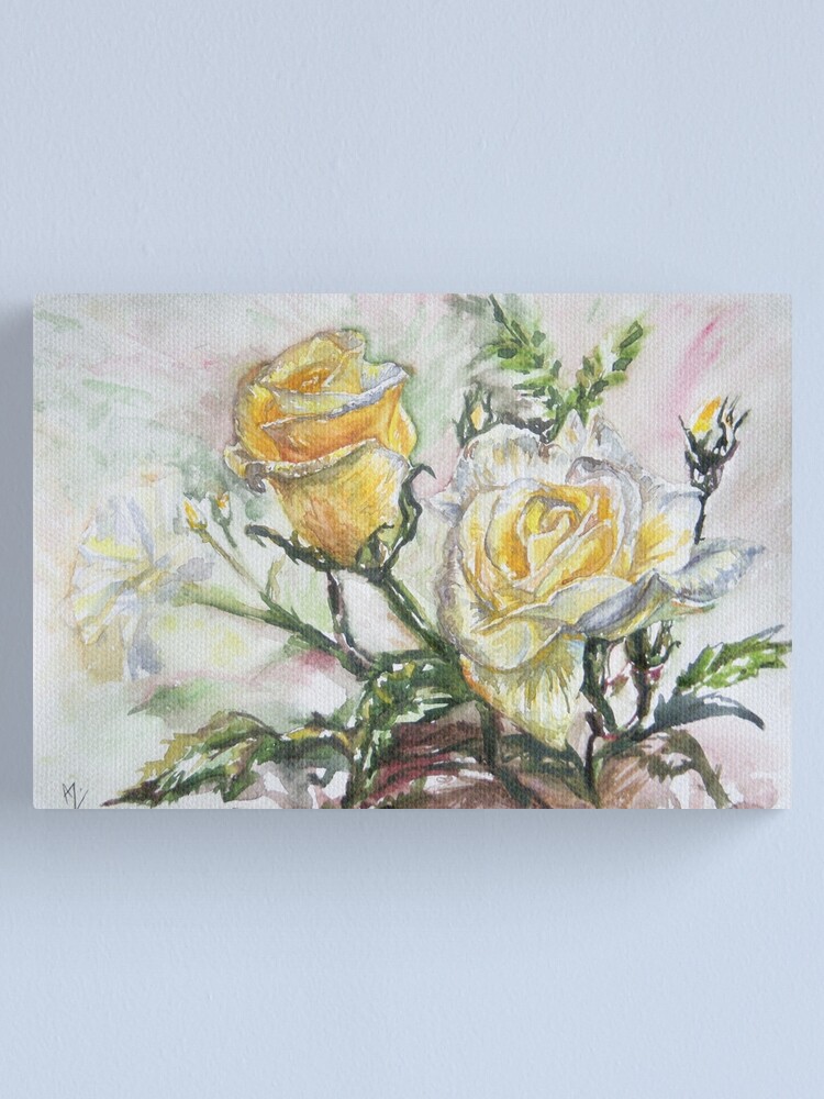 Thumbnail 1 of 3, Canvas Print, Yellow Roses designed and sold by Anthropolog.