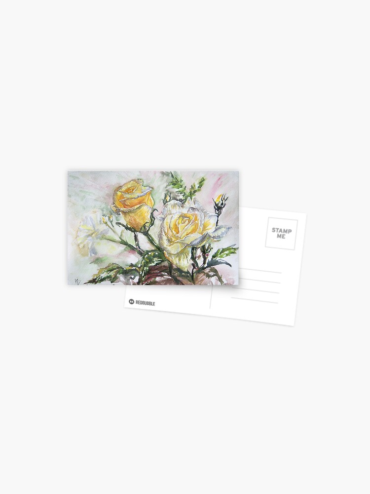 Thumbnail 1 of 2, Postcard, Yellow Roses designed and sold by Anthropolog.