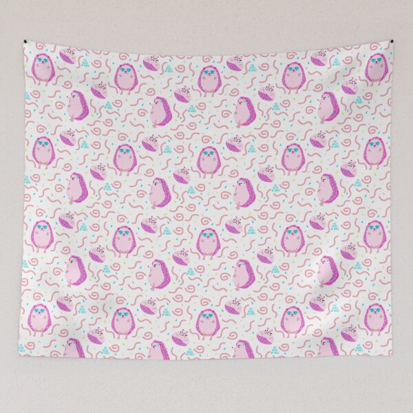 Item preview, pink ground hedgehog pattern designed and sold by FRKI-DIDI.